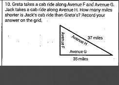Greta takes a cab ride along Ave F and Ave G. Jack takes a cab ride along Ave H, how many miles shor