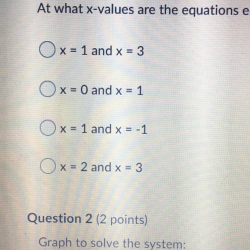 HELP ASAP!! The graph shows y = 2x +1 and y= 37. At what x-values are the equations equal?