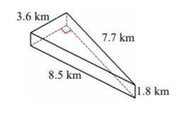 What is the surface area of this triangular prism rounded to the nearest tenth? A) 48.6km2  B) 63.4
