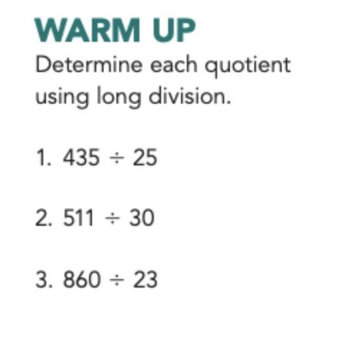 Determine each number quotient using long division