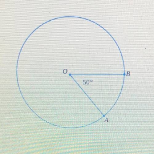 The circle below has center O, and its radius is 4 ft. Given that m ZAOB=50°find the length of the m