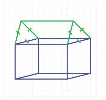 The prism-shaped roof has equilateral triangular bases. Use the model you created in question #1 to