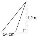 What is the area of the following triangle in square meters? Do not round your answer.