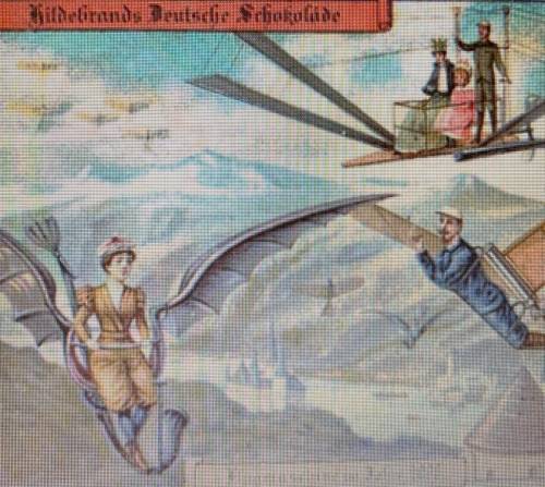 This German postcard was created in 1899. It says “Flight machines in the year 2000.” Why do you thi