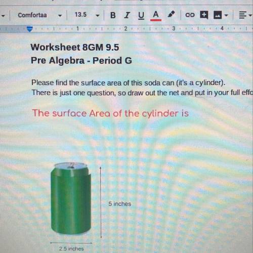 What’s the surface area of this cylinder
