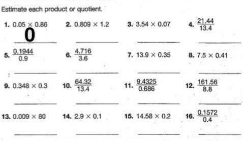 Estimate Each Product or Qoutient