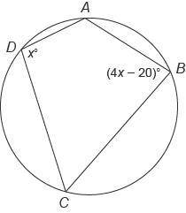 Quadrilateral ABCD  is inscribed in this circle. What is the measure of angle B? Enter your answer