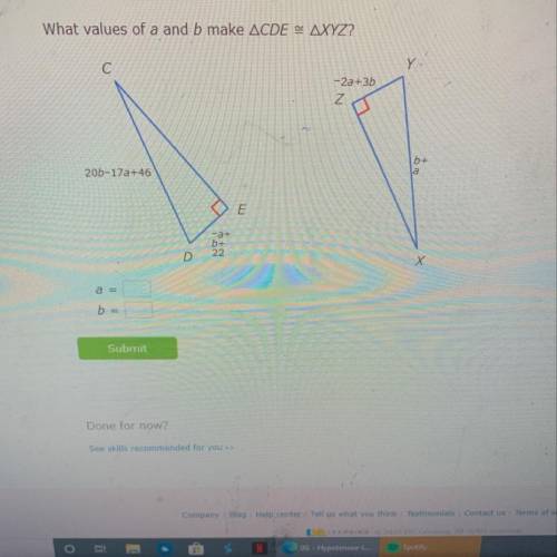 What are the values of a and b