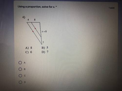 Using a proportion, solve for x