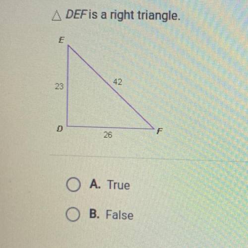 Is this a right triangle true or false