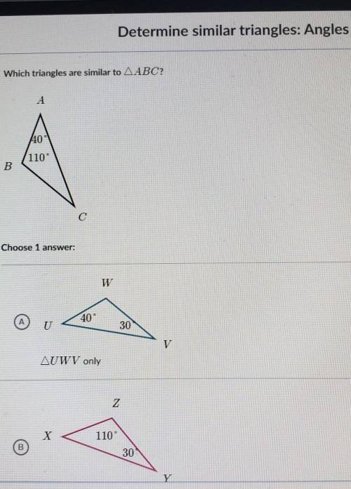 Which triangles are similar to the change in ABC? C. Both D. Neither