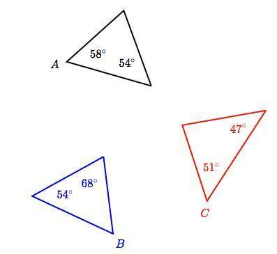 Which triangles a similar to triangle A? A.C  B. Both C. B D.None