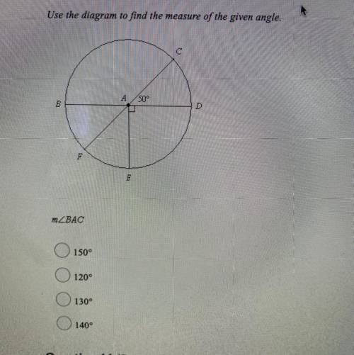 Use the diagram to find the measure of the given angle