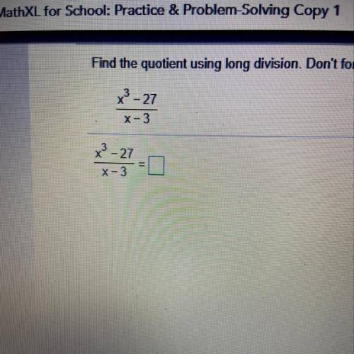 What is the answer to X^3 -27/ x - 3 =
