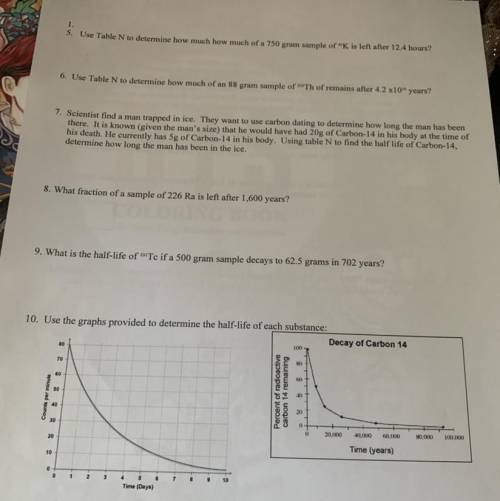 Chemistry Half-Life problem solving.Please help solve the worksheet.