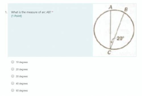 What is the measure of arc AB?