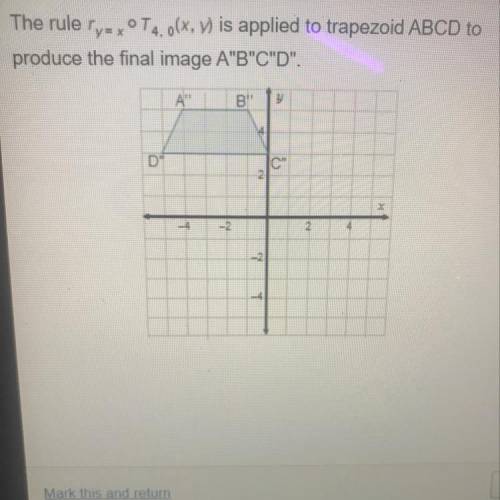 Which ordered pairs name the coordinates of vertices of the pre-image, trapezoid ABCD? Select two op