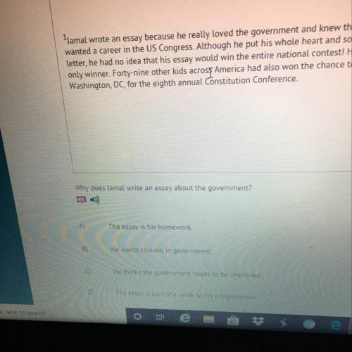Why does Jamal write an essay about the government? es )