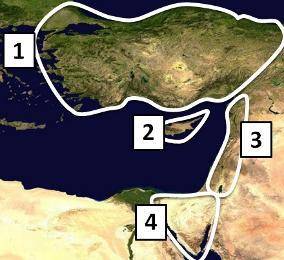 Which of the following places is located at Number 4 on the map above?A.Asia MinorB.PalestineC.Cypru