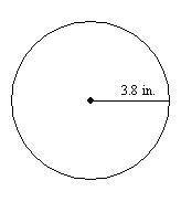 Find the circumference of the figure.about  about 23.9 in about 11.9 in about 7.6 in about 45.3 in
