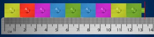Use the image below to measure the blocks. Enter your answer in centimeters accurate to the 0.1 cm.