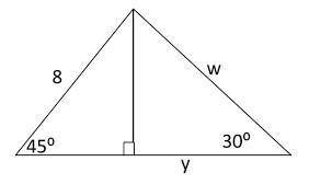 Use Special triangles to find the lengths W and Y.
