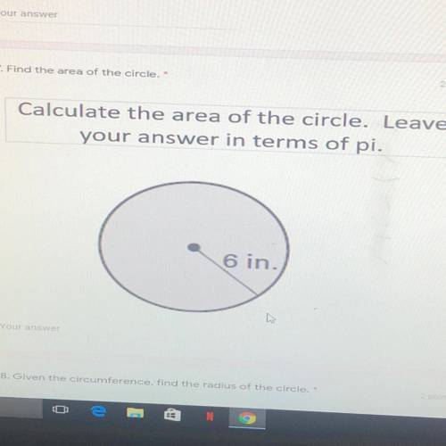 Find the area of the circle. Leave your answer in terms of pi.