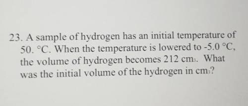 Whatwas the initial volume of the hydrogen in cm3?