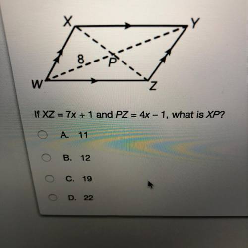 If XZ = 7x+1 and PZ = 4x-1, what is XP? ( imagine shown below please help)