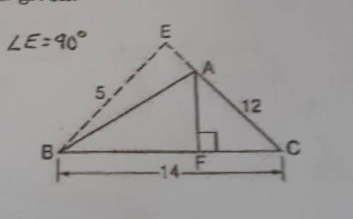 1 Find the areaof triangle ABC.2 Find length of A F.