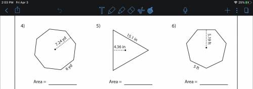 Find the area of a polygon using the given apothem Plz anwser, will mark brainest!!