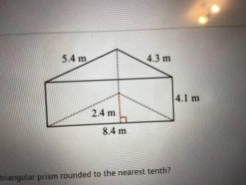 What is the surface area of this triangle prism rounded to the nearest tenth ?