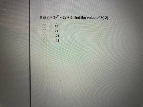 If h(y)=3y^2-2y+5, find the value of h(-2)