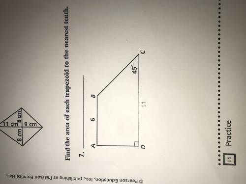 Find the area of each trapezoid to the nearest tenth