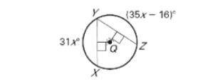 Find the value of x and then the measure of Arc XYZ and Arc XZ. Show work on a piece of paper. a) x