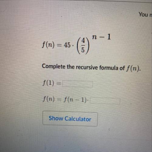 Complete the recursive formula of f(n)