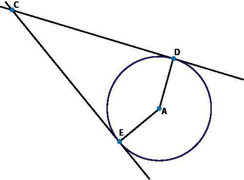 Lines CD and CE are tangent to circle a. If m∠DAE = 145°, what is the measure of ∠DCE? 35° 70° 145°