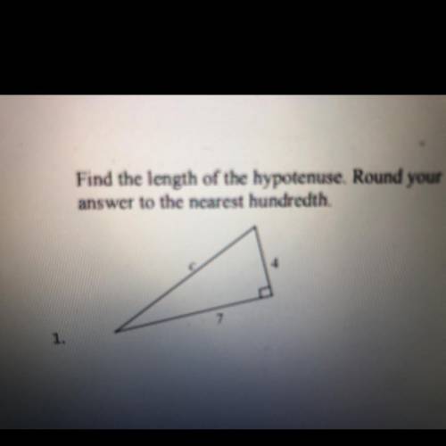 Find the length of the hypotenuse. Round your answer to the nearest hundredth.