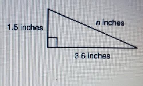 What is the value of n in the figure below?A. 2.1 in.B. 3.3 in.C. 3.9 in.D. 5.1 in.
