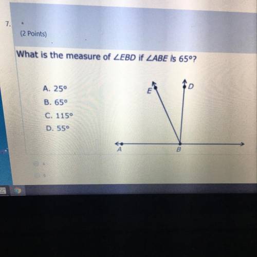 Help please ASAP what is the measure of angle end if angle Abe is 65 degrees