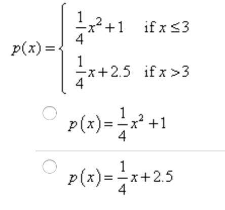 Which function should be used to when evaluating the function at x = 4? HELP PLEASE!!