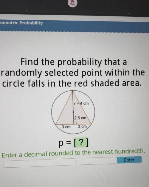 Find the probability that a random selected point within the circle falls in the red shaded area