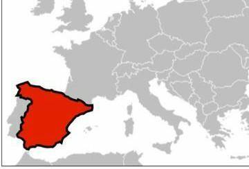 What country is shown in red on this map?A) France B) Germany C) Portugal D) Spain