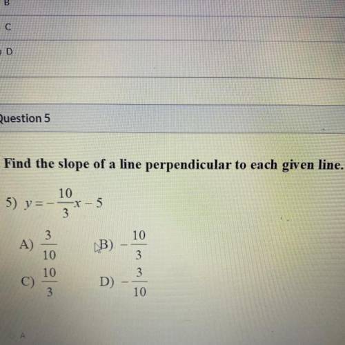 Find the slope of a line perpendicular to each given line.