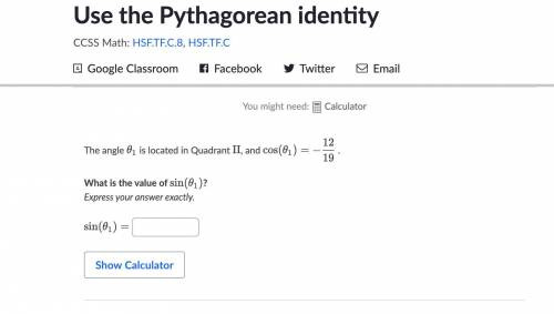 The Pythagorean identity. Value of sin(θ1)?