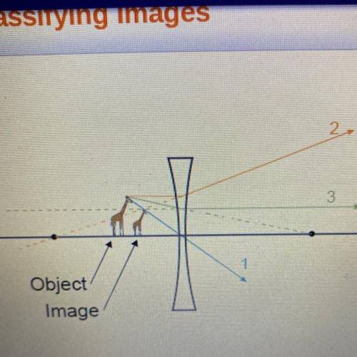 In the diagram, the shape of the lens is and the image is