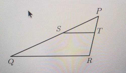In the Diagram below, we have segment ST which is parallel to segment QR, angle P = 40° and angle Q