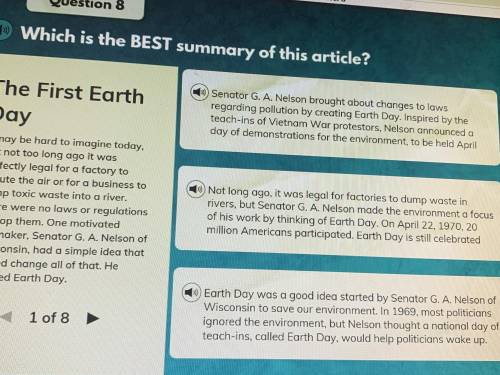 Which is the BEST summary of this article “The First Earth Day”