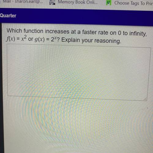 Which function increases at a faster rate on 0 to infinity