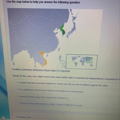 Based on the map,why might Korea have been better able to maintain its independence compared to Viet
